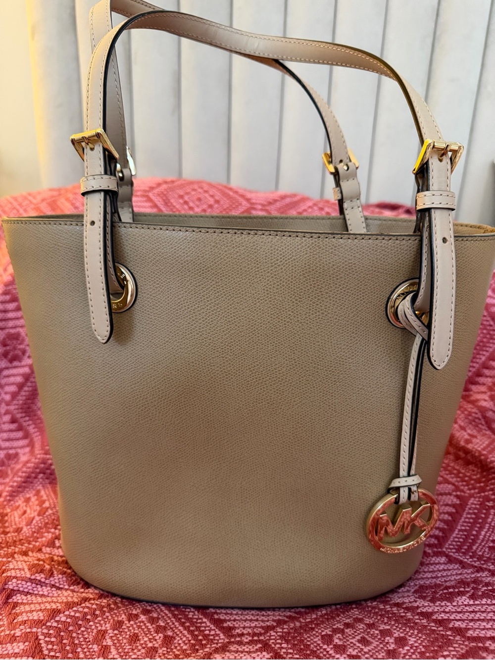 Michael Kors Taupe Tote with Gold Hardware